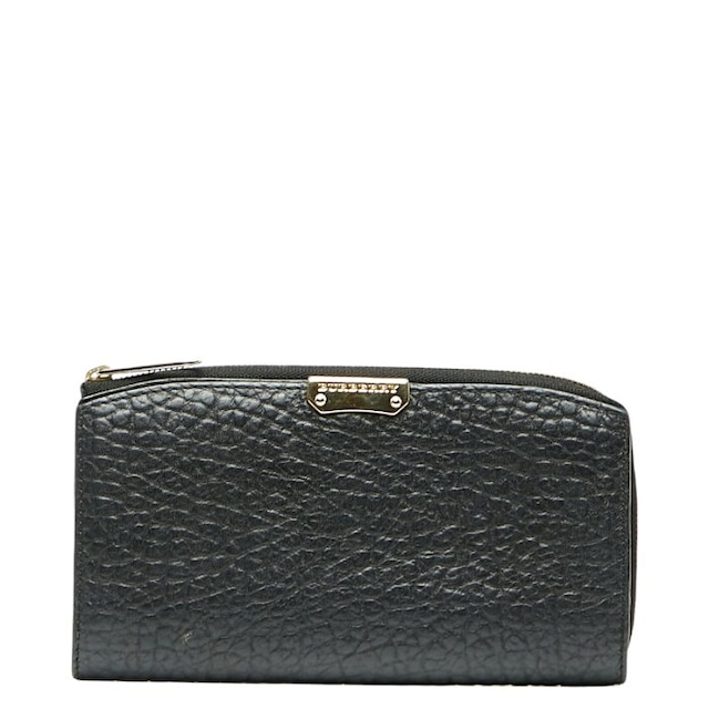 バーバリー L字ファスナー 長財布 ブラック レザー レディース BURBERRY 【中古】