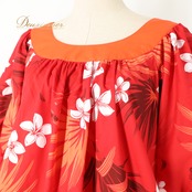 フラダンス 衣装 FANCY DRESS ファンシードレス ワンピース ドレス レッド系 プルメリア柄 花柄 植物柄 ハワイアンプリント ハワイアン アロハ フラ ダンス　レッスン 練習 ハワイアンダンス フレアスカート オレンジ系 ホワイト系 ブラウン系 赤 橙 白 茶 華やか 鮮やか かわいい おしゃれ