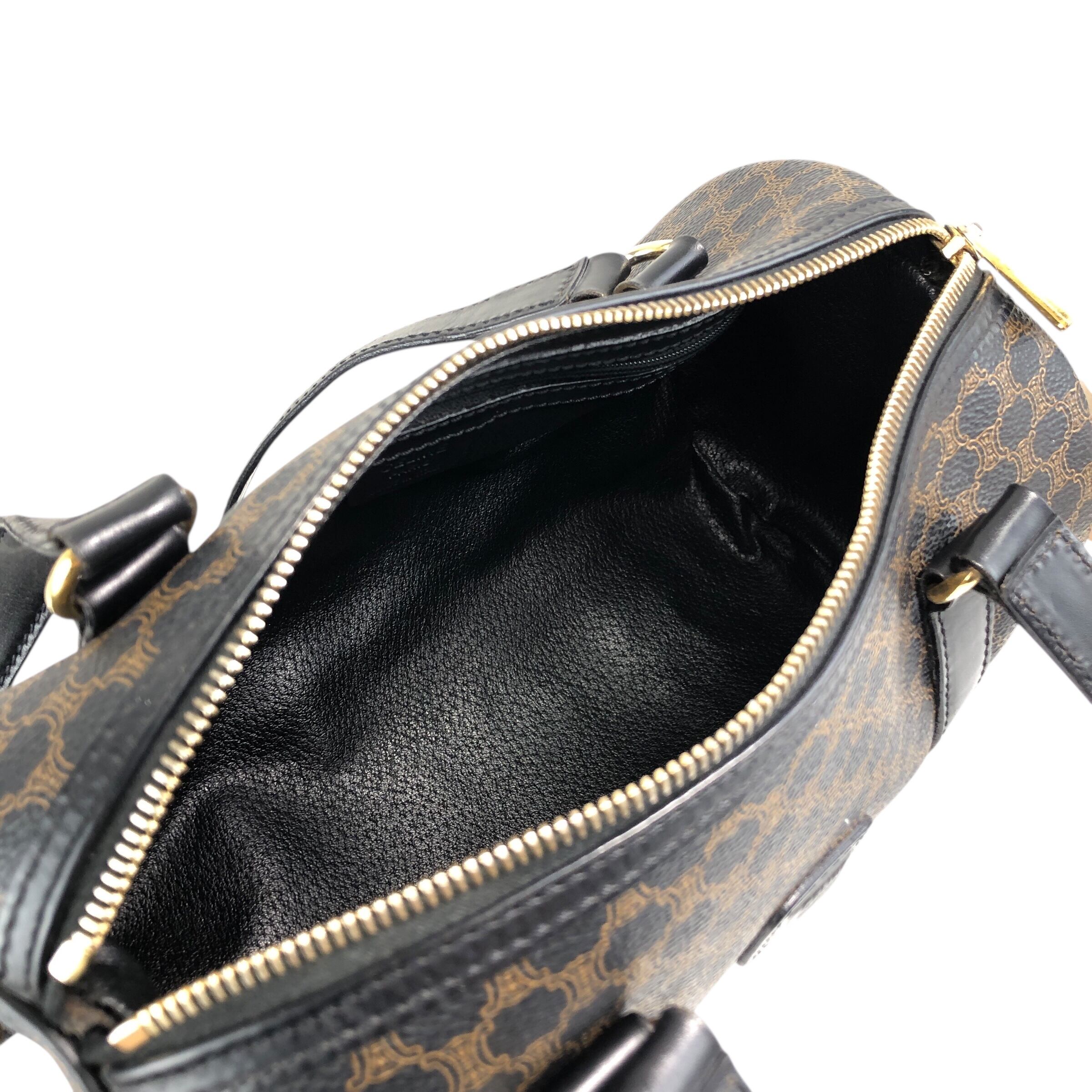 CELINE セリーヌ マカダム柄 ハンドバッグ ブラック ブラゾン型押し