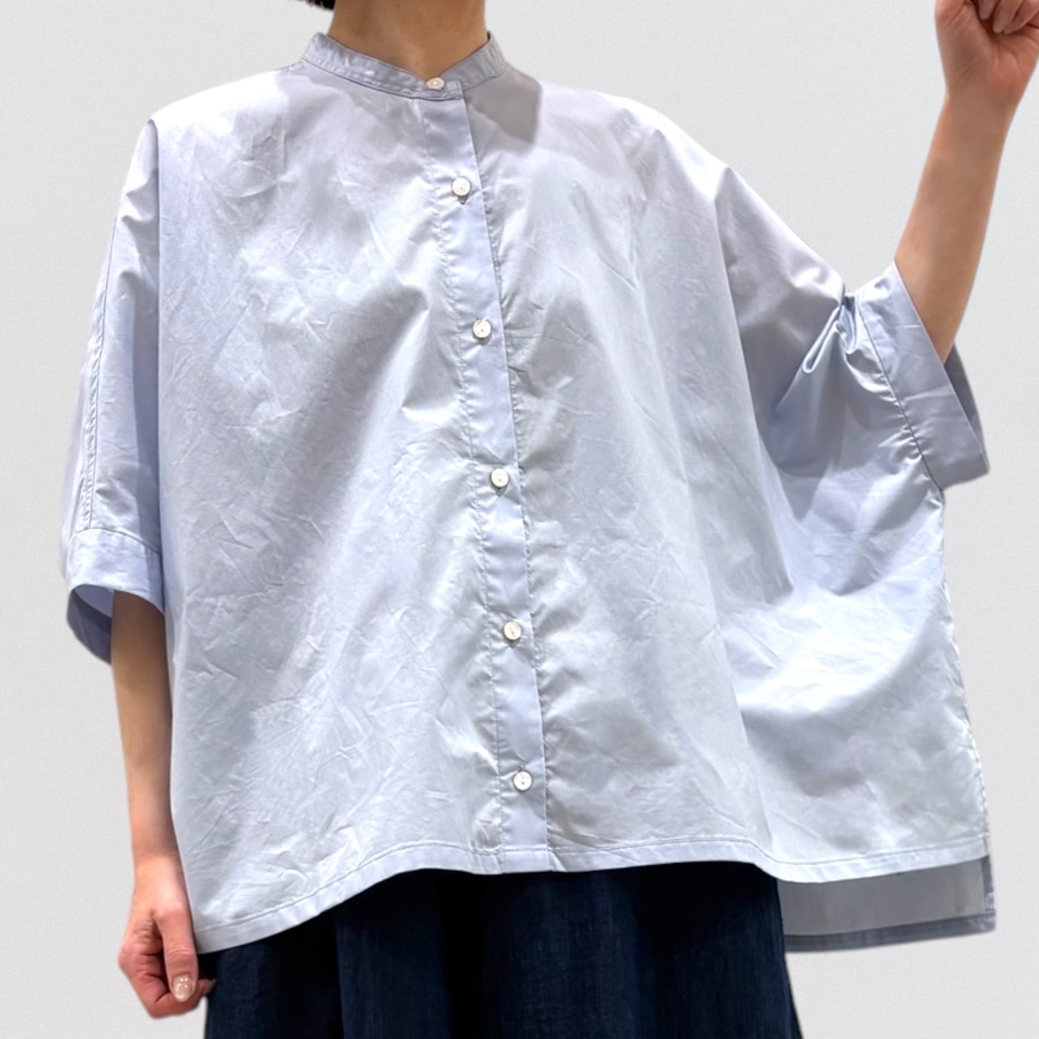 POLU mizuiro CD 帯付き mizuiro ind half slv stand collar wide shirt | CoCo Cuore