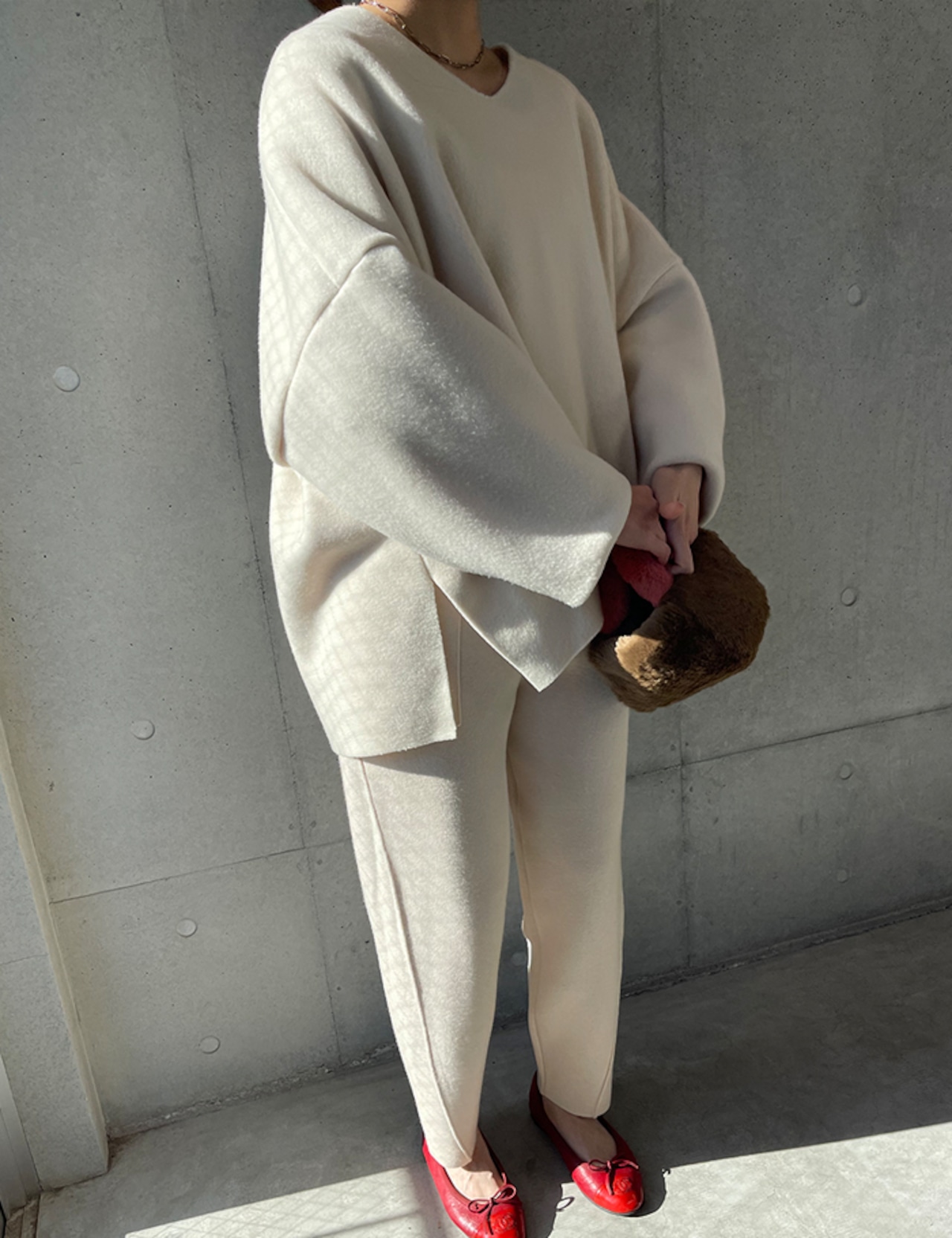 【訳あり②】Simple Knit Jogger Pants_Ivoryのみ