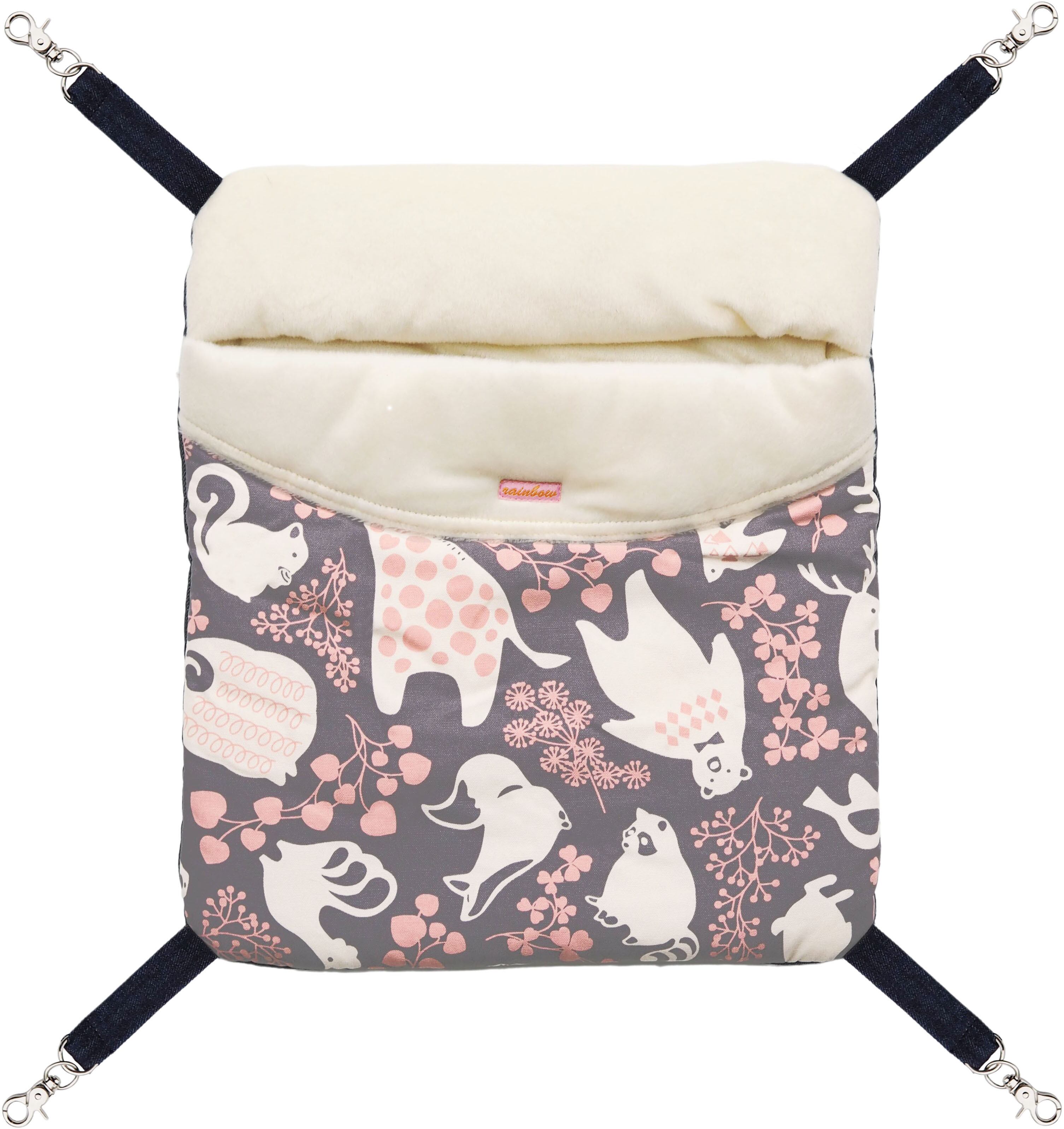 【フェレット】どうぶつ柄パクッと!ハンモック グレー/ネイビー