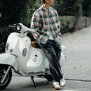 Check pattern shirt M1636