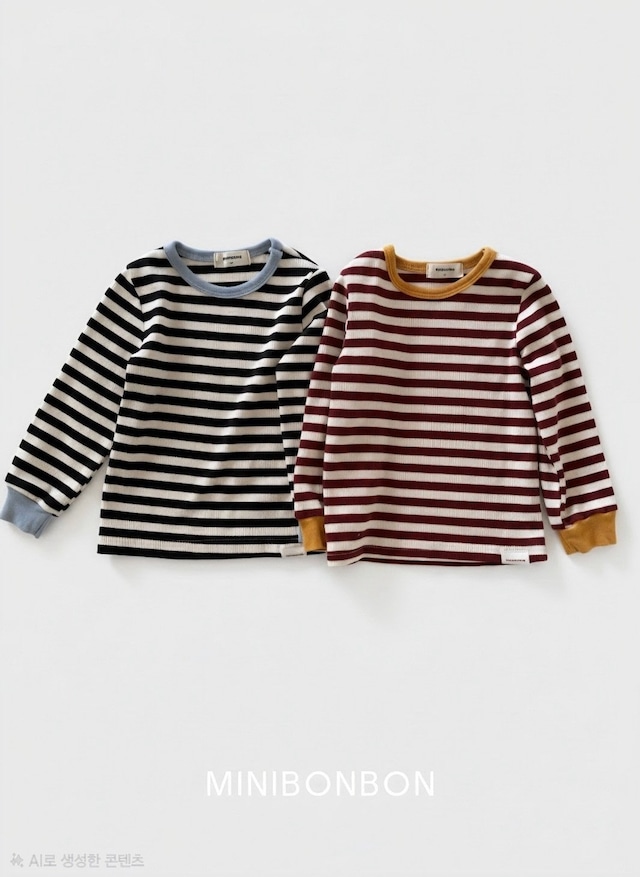 【取寄】minibonbon|colorblock stripe tee|配色ストライプTシャツ|XS-JL|kids&jr|26 autumn