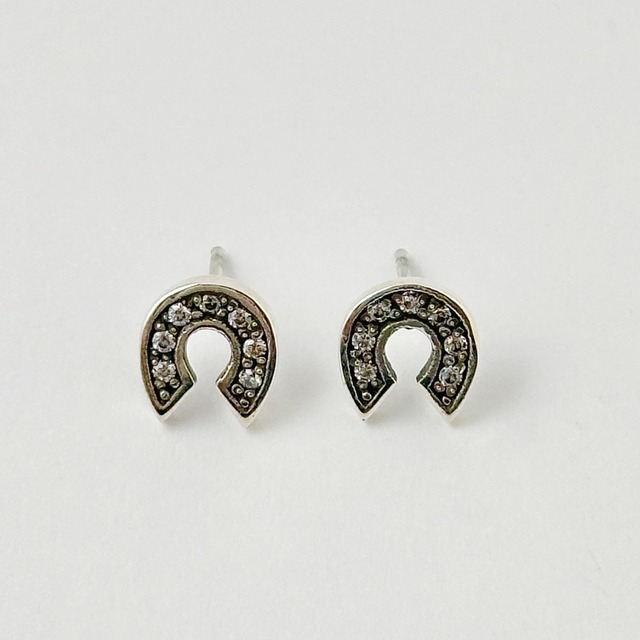 ジルコニア オキシダイズ 馬蹄 スタッド ピアス 馬 蹄鉄 ホース うま