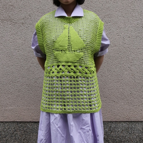 ASEEDONCLOUD/アシードンクラウド Holy island handknit #241804 Light green