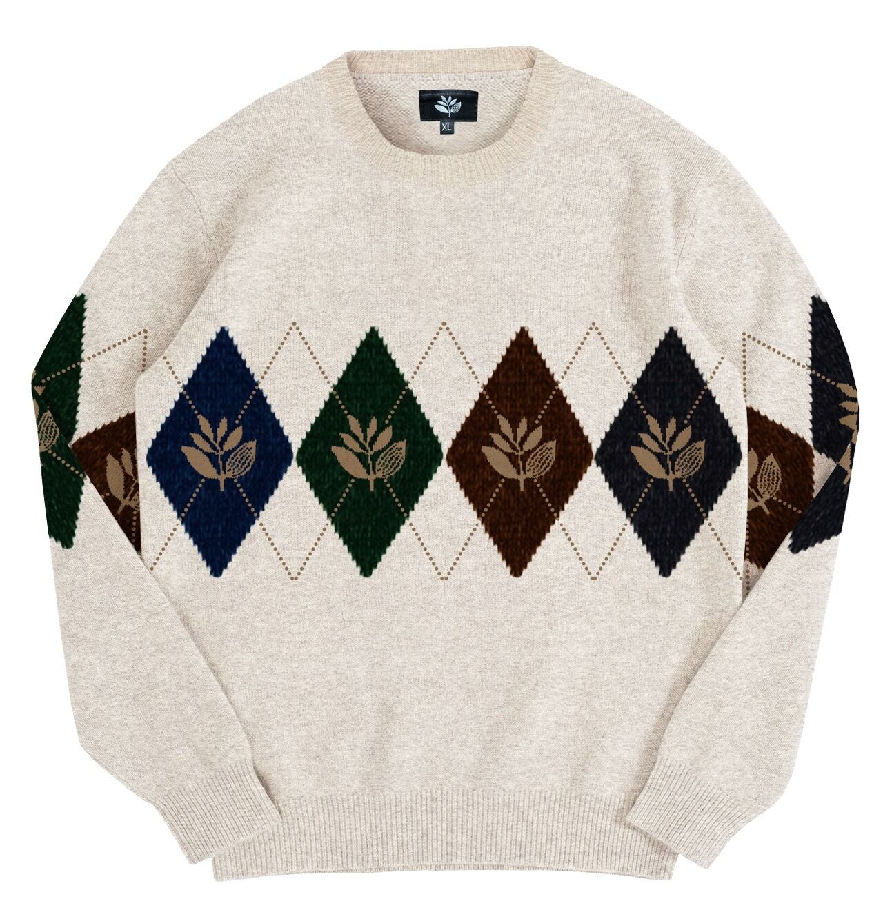 MAGENTA / ACADEMY KNIT CREWNECK / NATURAL