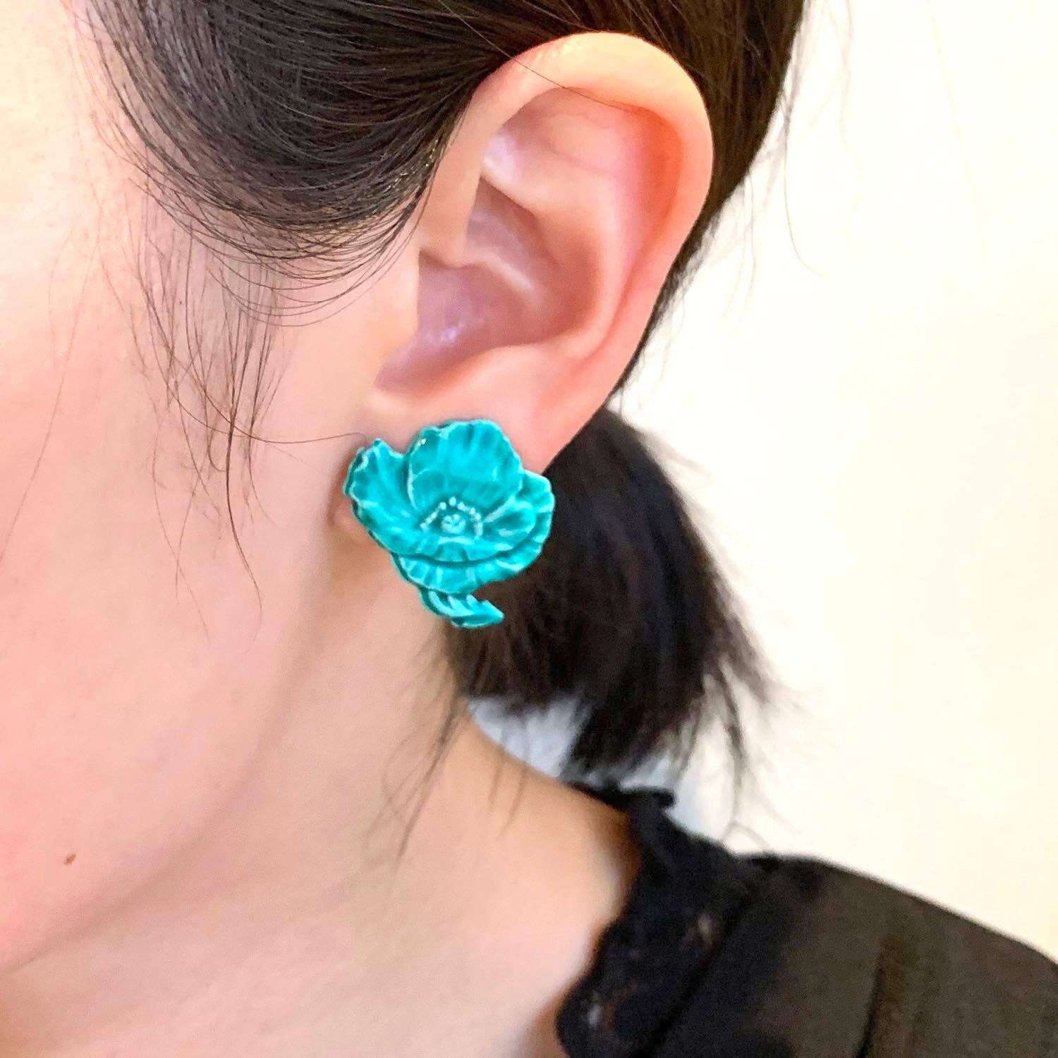 七宝焼のお花ヴィンテージイヤリング | Dua-アクセサリーパーツショップ