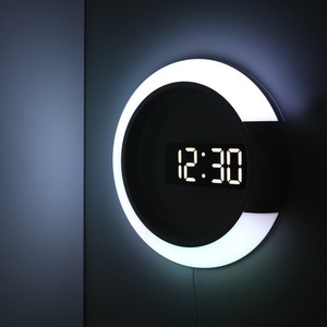 Moonlight Dual Mirror Clock / リモコン付き LED 壁掛け時計