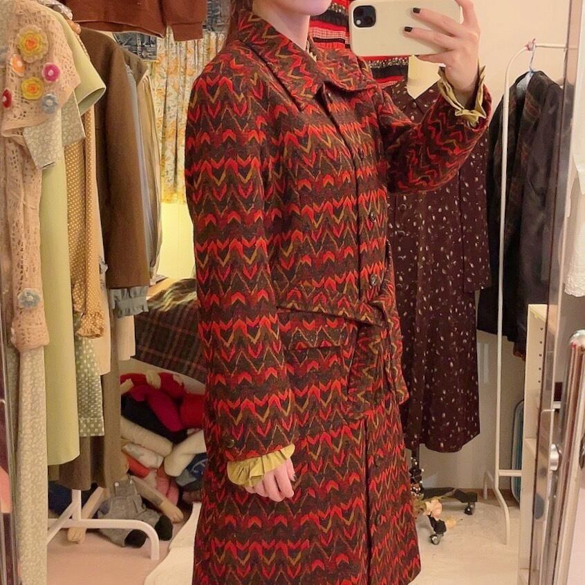 70s jacquard knit coat