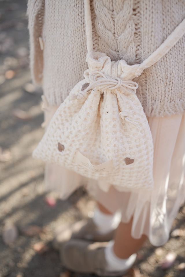 【即納】waffle drawstring pochette