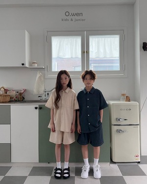 [O.wen] Stitch linen shirt set / [오웬] 스티치린넨셔츠세트