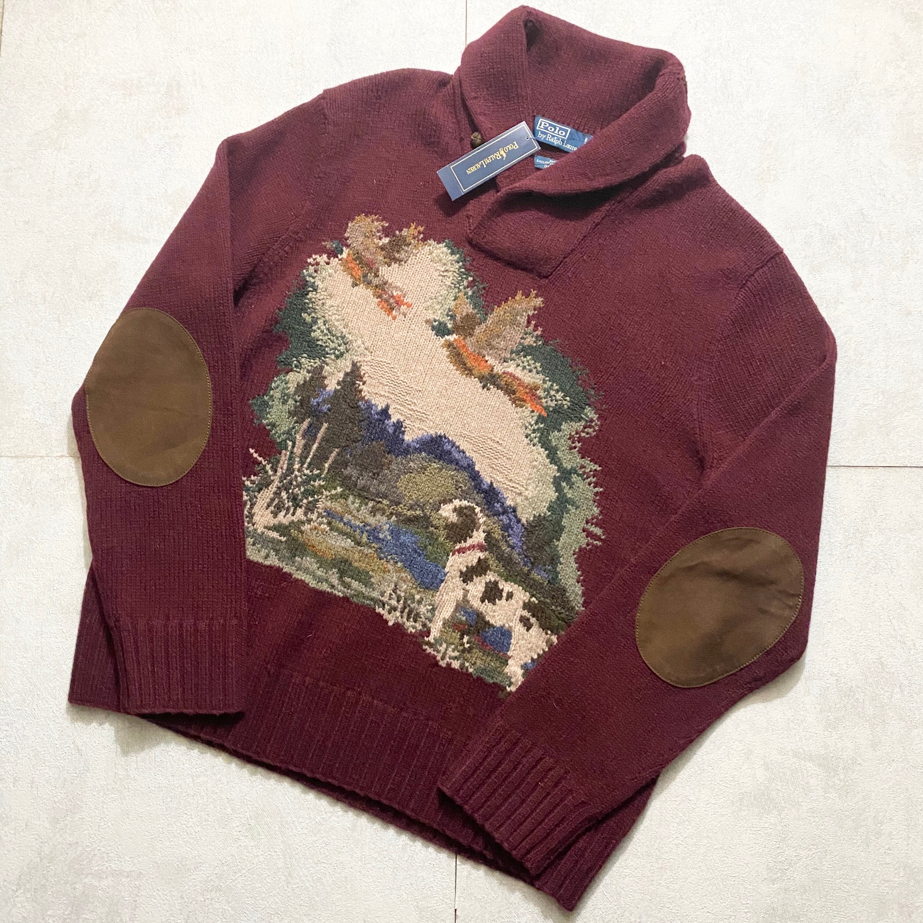 POLO by RALPH LAUREN shawl collar hand knit sweater | NOIR ONLINE