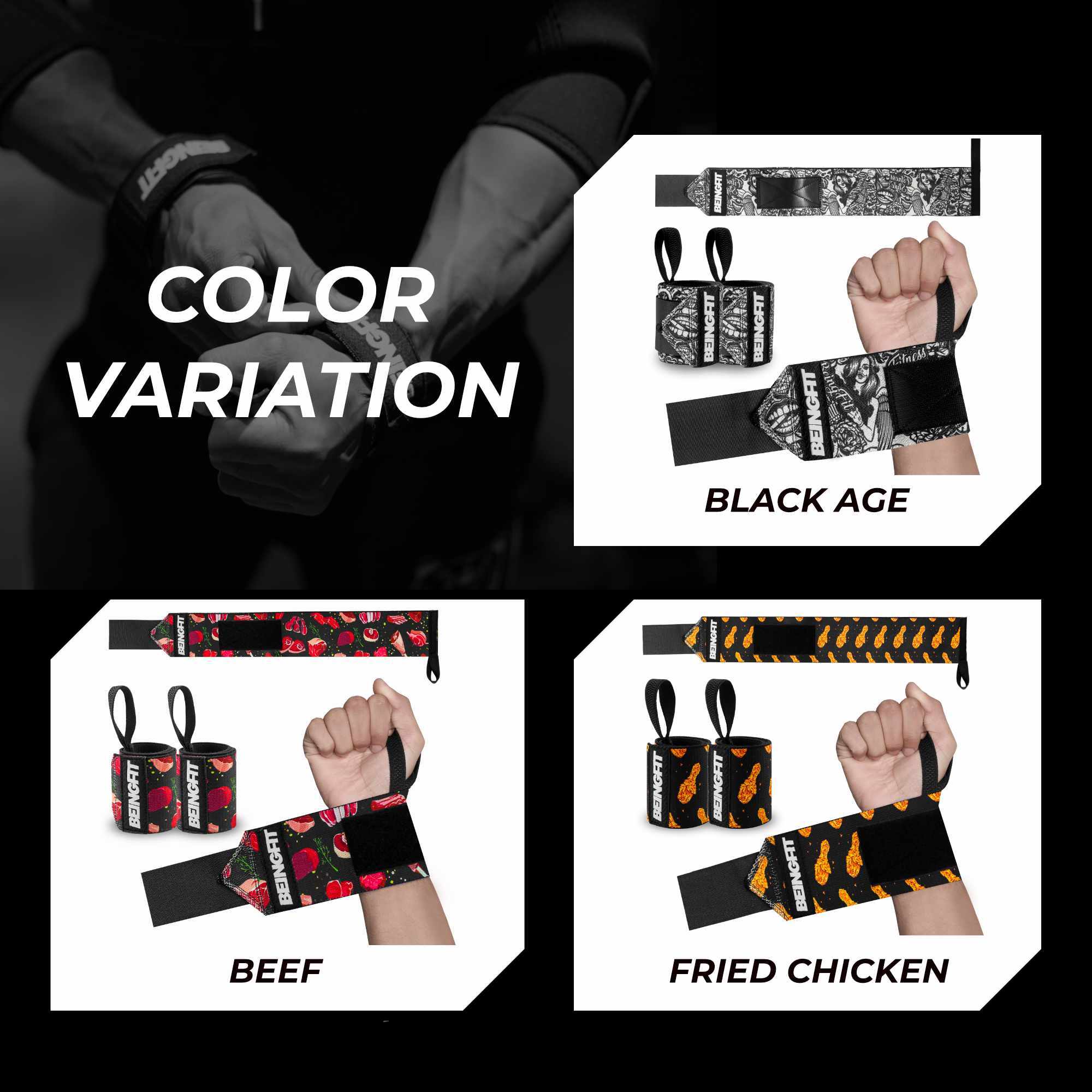 Beingfit公式】リストラップ 筋トレ 手首固定 ベンチプレス ウエイト