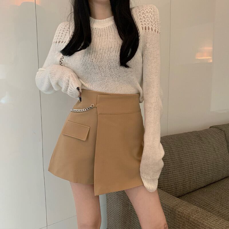 ワンピースAラインスカート パンツ オータムソリッド カラーハイウェストカジュアルショーツ 秋物 ブルマー ソリッドカラー ガールズファッション29088857823