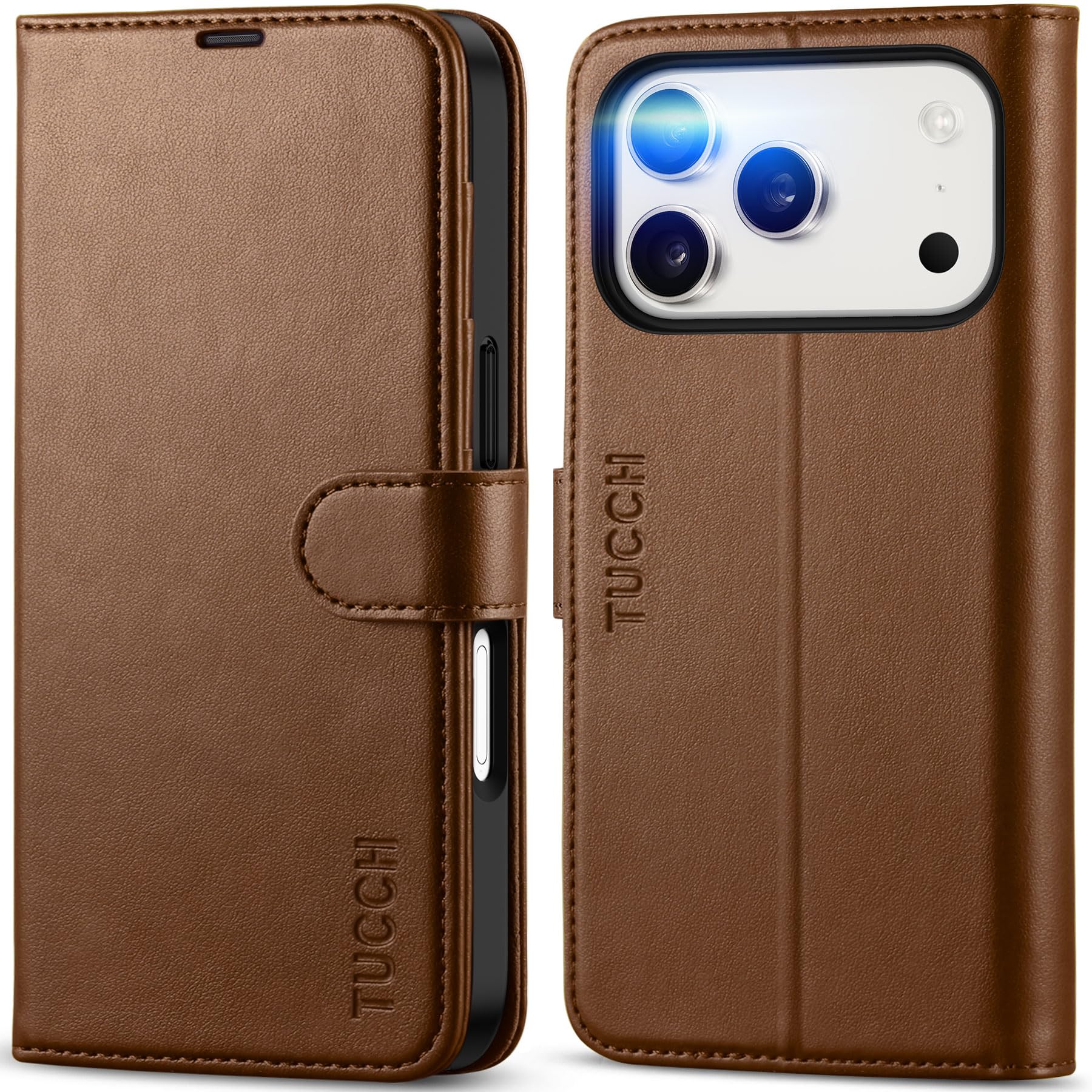 TUCCH iphone18 Pro 対応ケース 手帳型 iPhone 17 Pro 用 カバー 2026年発売 6.3インチ ブラウン