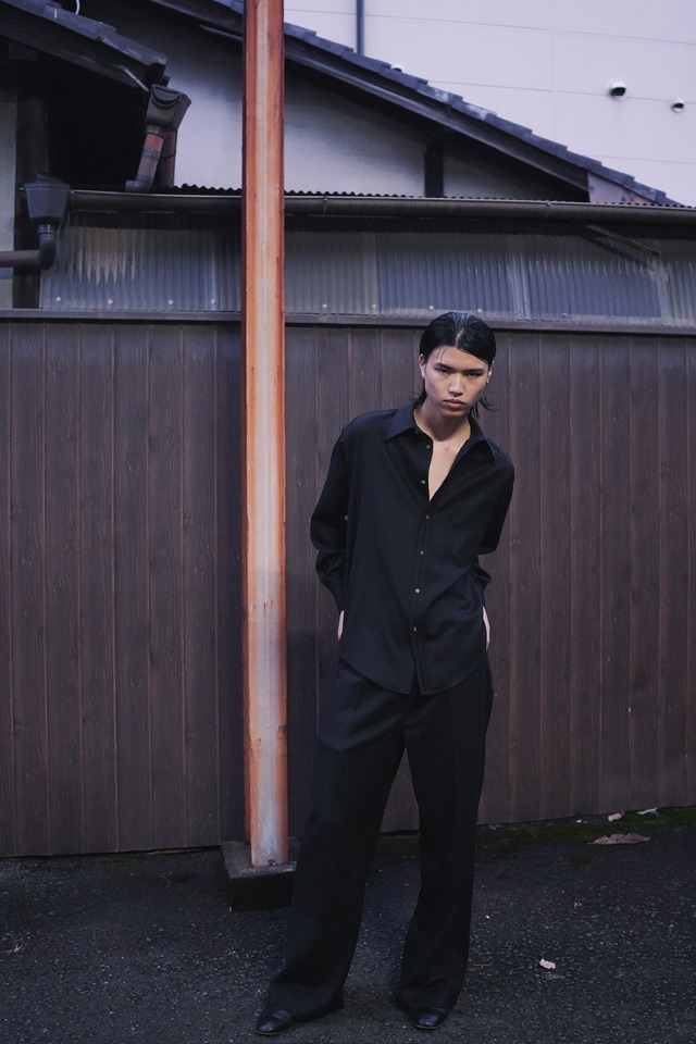 Ex. SASAKI SATORU single tuck wide trousers / Black
