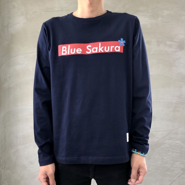 STEP LONG SLEEVE T-SHIRT ［BOX LOGO］ / NAVY