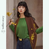 木漏れ日の庭に咲く記憶のニットショール 《C0256》