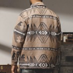 Long Sleeve Native Pattern Wool Shirt ◇2color H0804