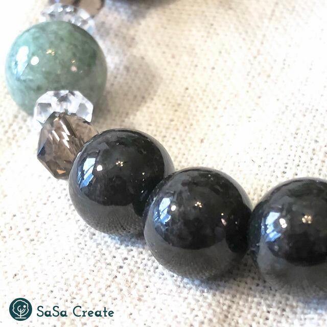 クール☆ 翡翠・黒翡翠とスモーキークォーツのメンズブレスレット