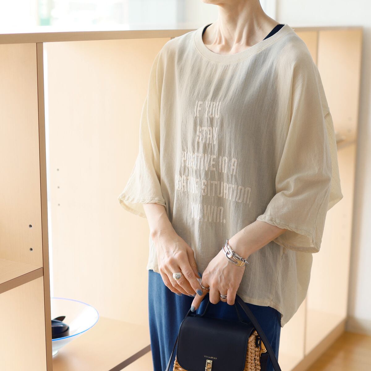 ロゴエンブロイダリー シアー ドルマン ウォッシュド Tee