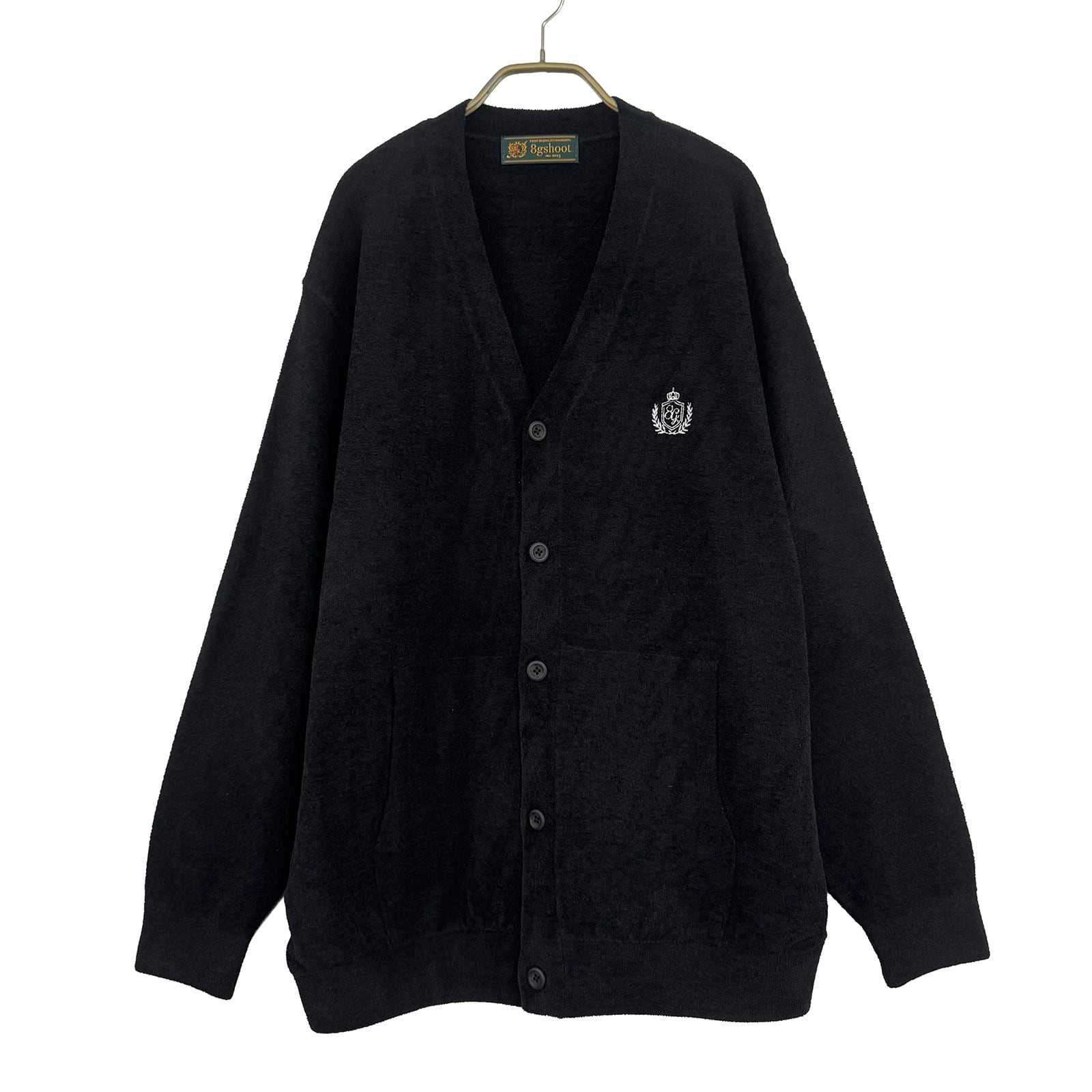 8G CHENILLE KNIT CARDIGAN -BLACK-