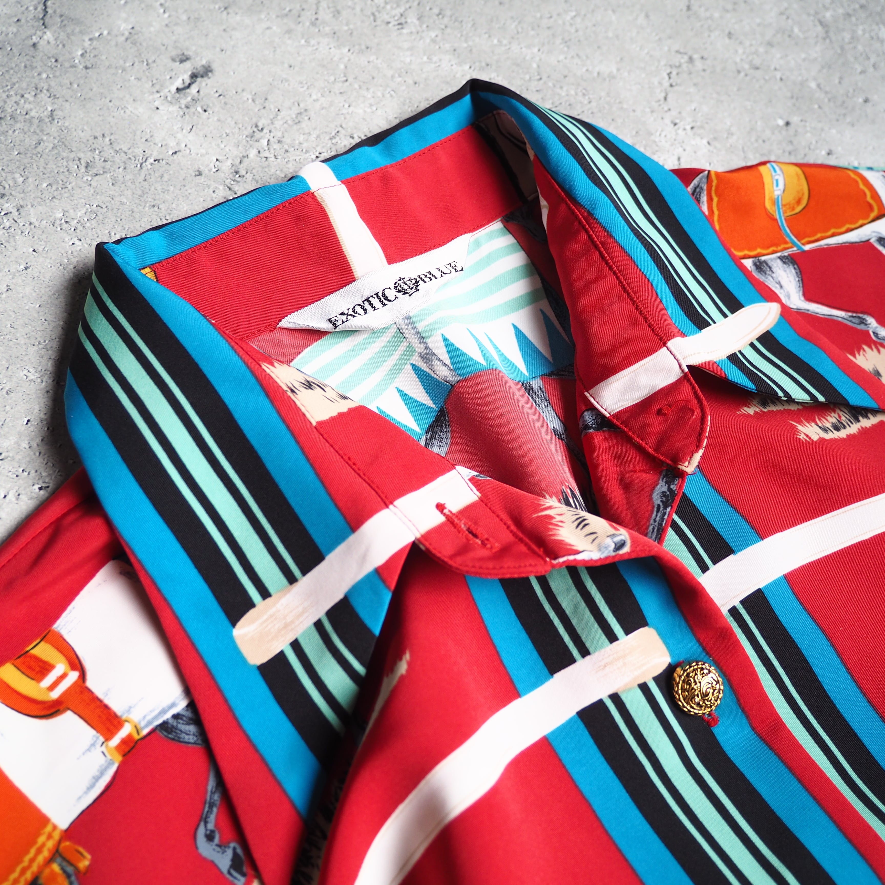 1990s Modern rétro × Luxury art Full pattern Vintage Drape shirt