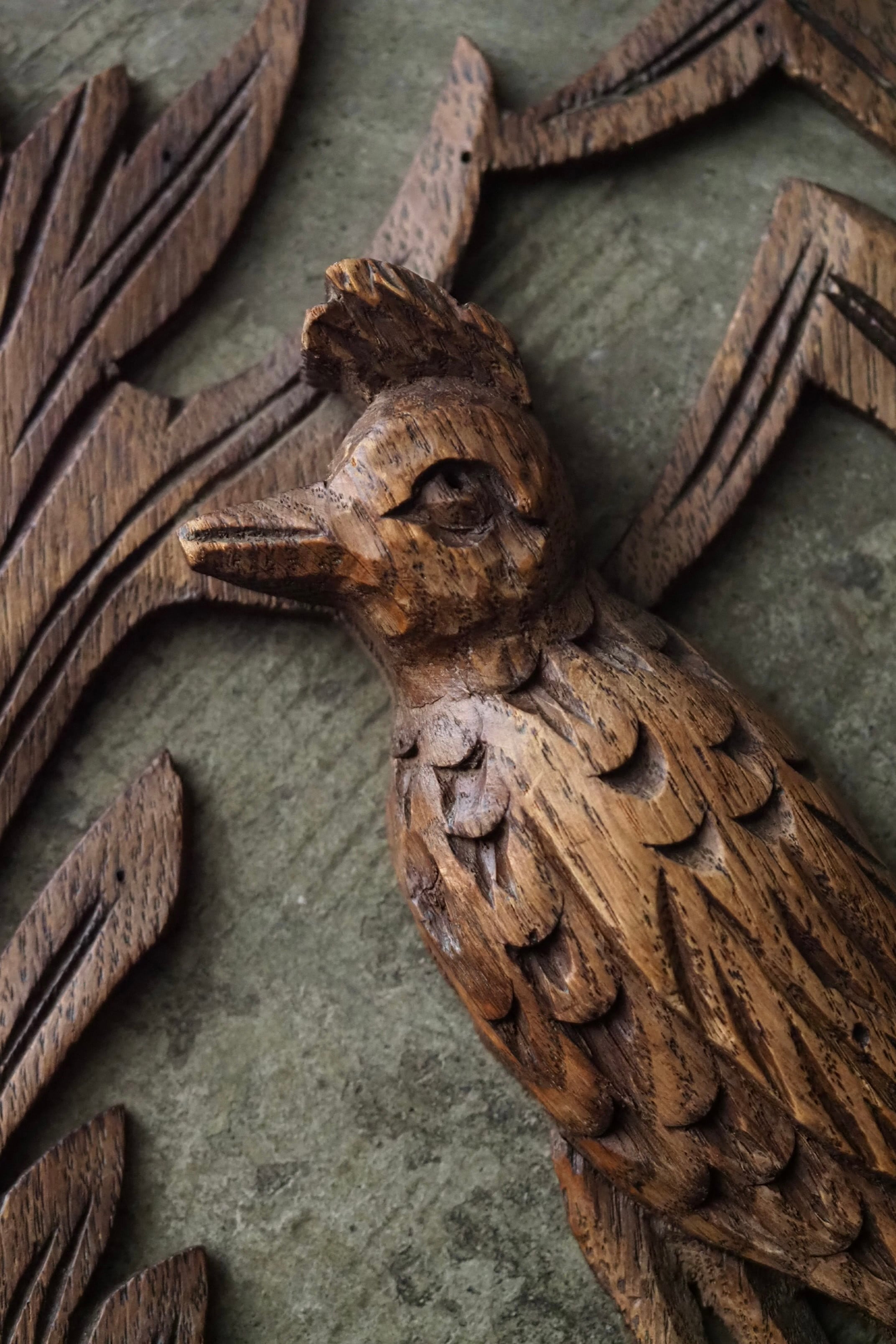 鳥の壁掛けオブジェ-antique bird wood caving objet | アンティーク