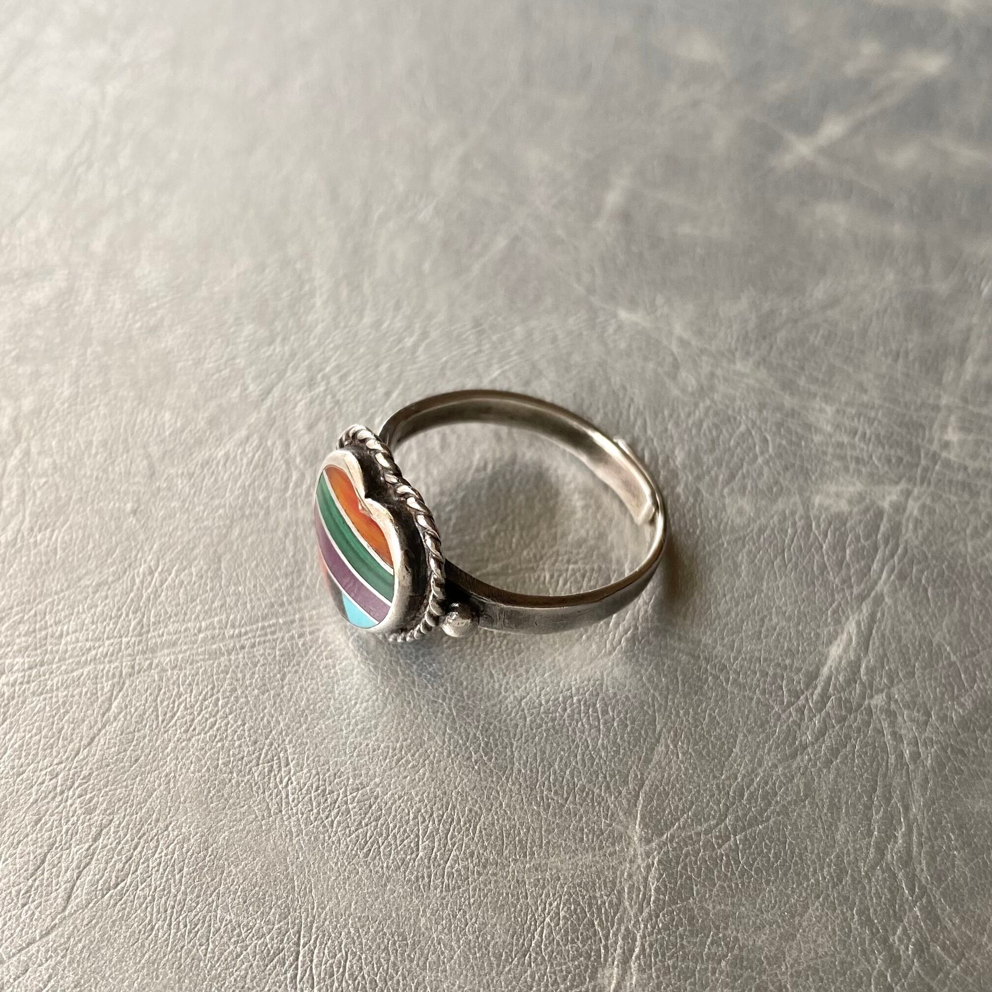 vintage silver inlay ring