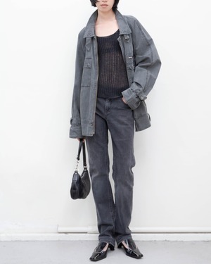 1980s Euro vintage - faded black canvas utility jacket