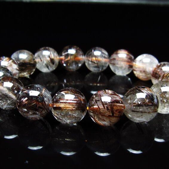 キャッツアイルチルクォーツ ブレスレット 13mm ルチルクォーツ ブレス 一点物 メール便可 [M便 1/10] 111-45781