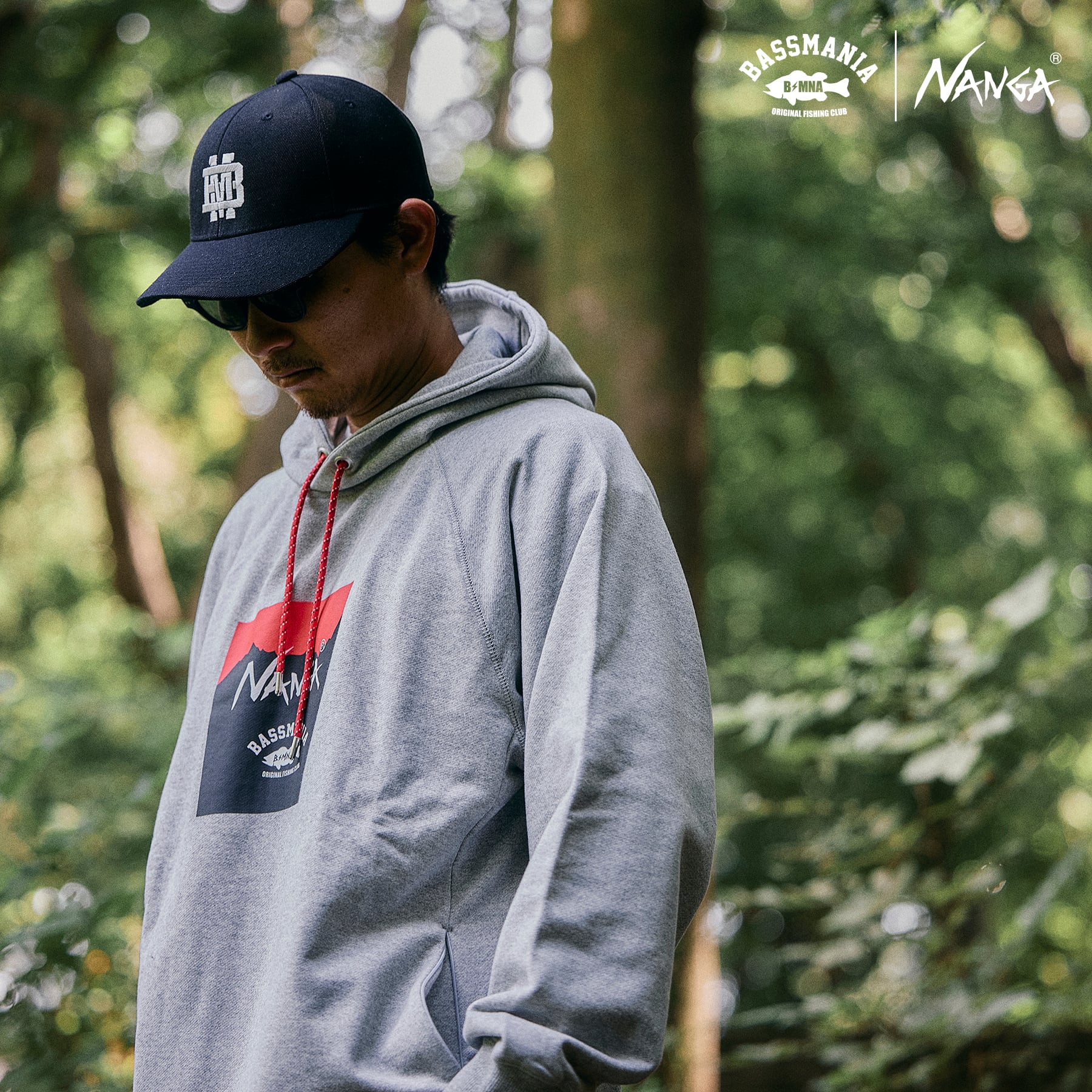NANGA×BASSMANIA】コラボデザインフーディー ［GRY］［限定生産