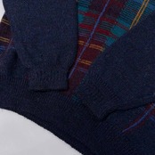 90's イタリア製 GANT ガント マルチ チェック柄 ウールニットセーター M /ネイビー/ビンテージ/MADE IN ITALY