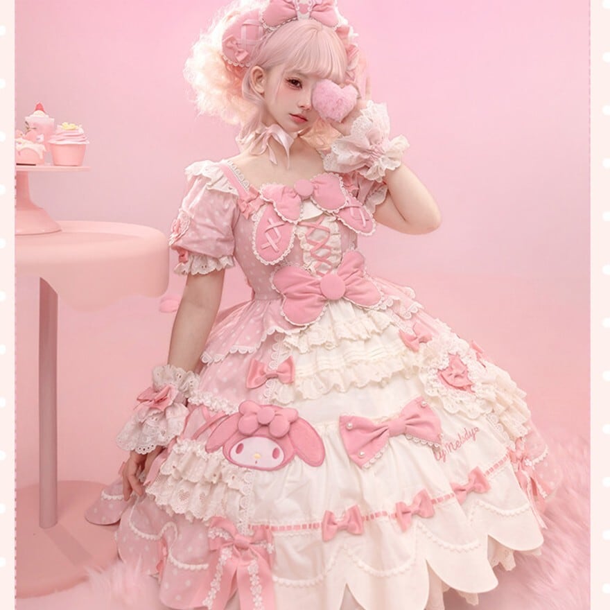 マイメロディコラボ ときめきピンクのアイドル甘ロリワンピース
