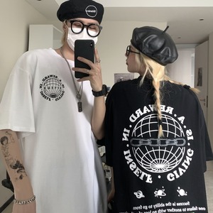 【韓国通販 dgo】2colors ユニセックスバックプリントTシャツ ホワイト/ブラック(M2549）トレンドアイテム