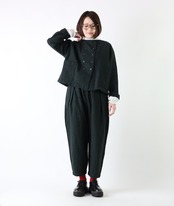 SO/リネンコットン ダブルブレストノーカラージャケット