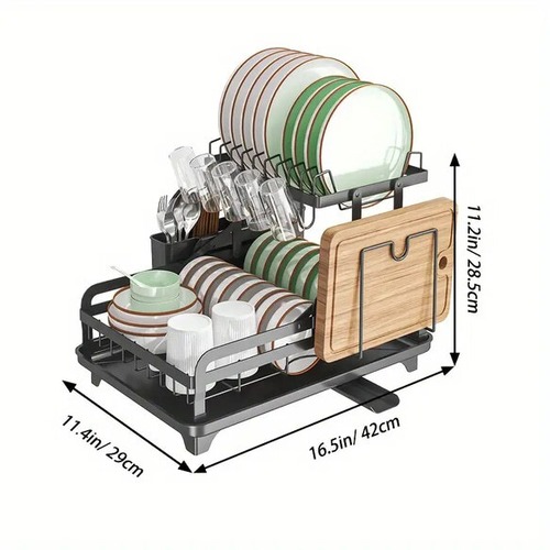 食器乾燥ラック ２段 水切りかご ステンレス 白黒 スリム キッチン用品 大所用品 シンクサイド 便利
