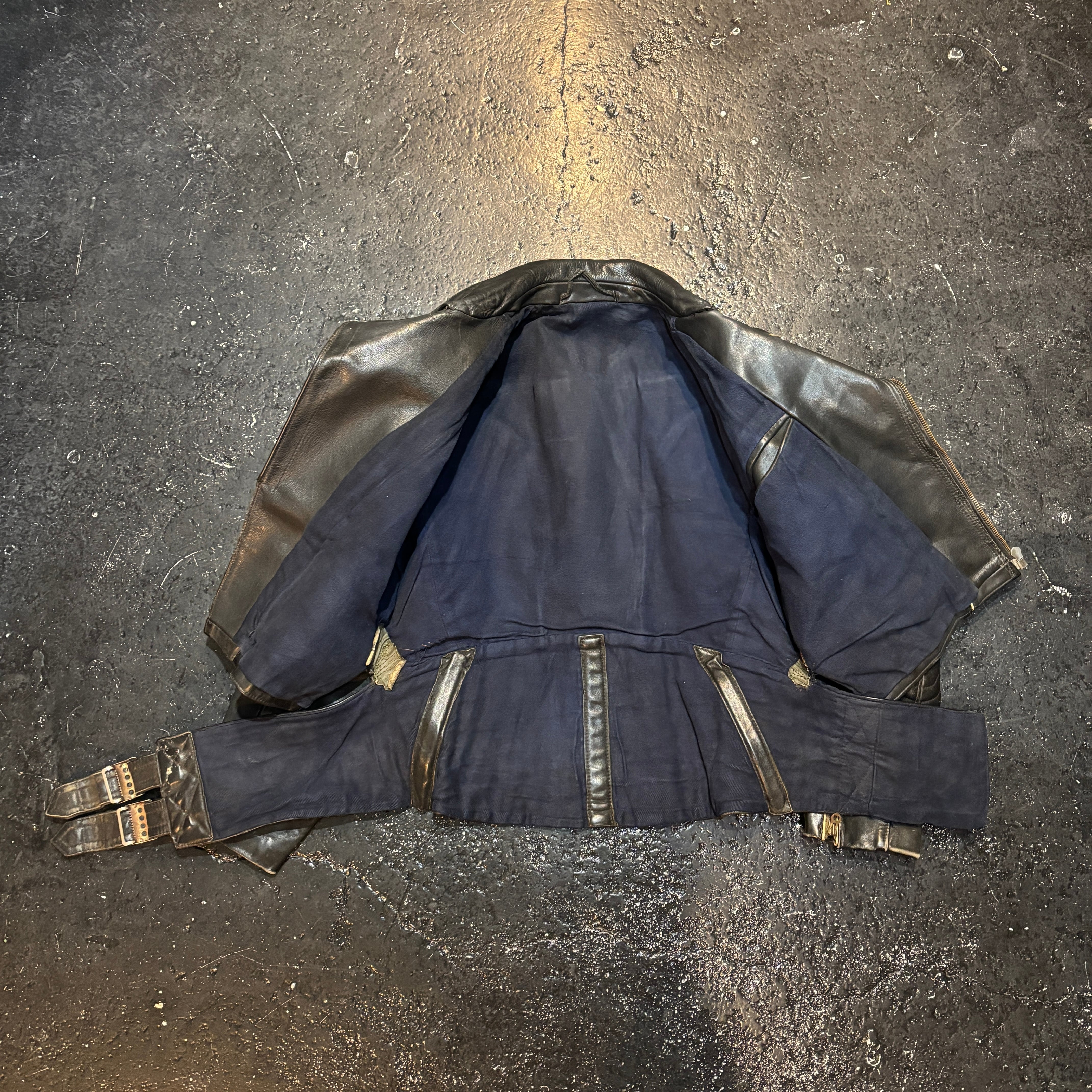 40s ドイツ製 ダブルライダース レザージャケット ブラック ユーロ M