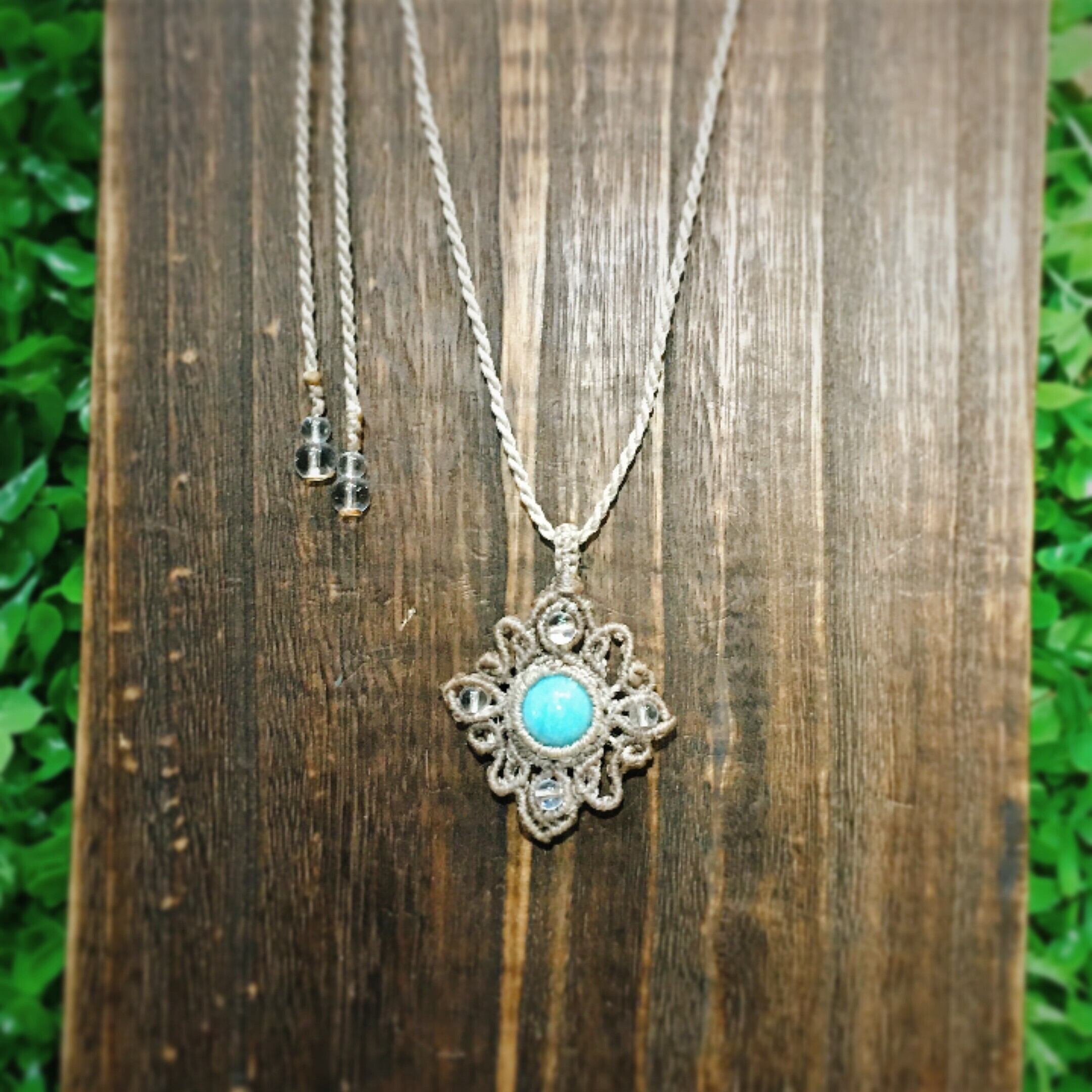 アマゾナイト、ホワイトクォーツ、マクラメネックレス 立体紅葉☆ガーデンクォーツ マクラメネックレス1119 - 【Funky