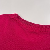 HARDY AMIES ハーディエイミス ゴルフ刺繍入り 長袖 コットンニット セーター /ショッキングピンク系/日本製/薄手
