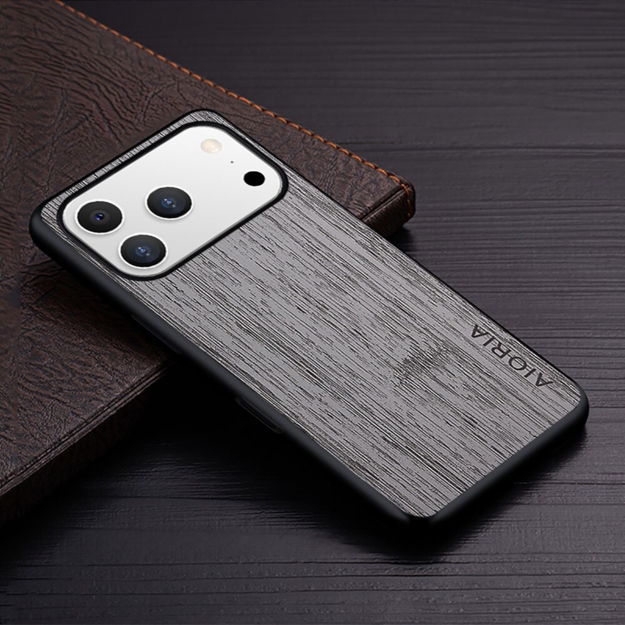 ◆iPhone 17/16/15/14/13/12/Pro/Pro Max/mini/Plus/Air◆ Wood Pattern Leather Case / ウッド パターン レザー スマホケース