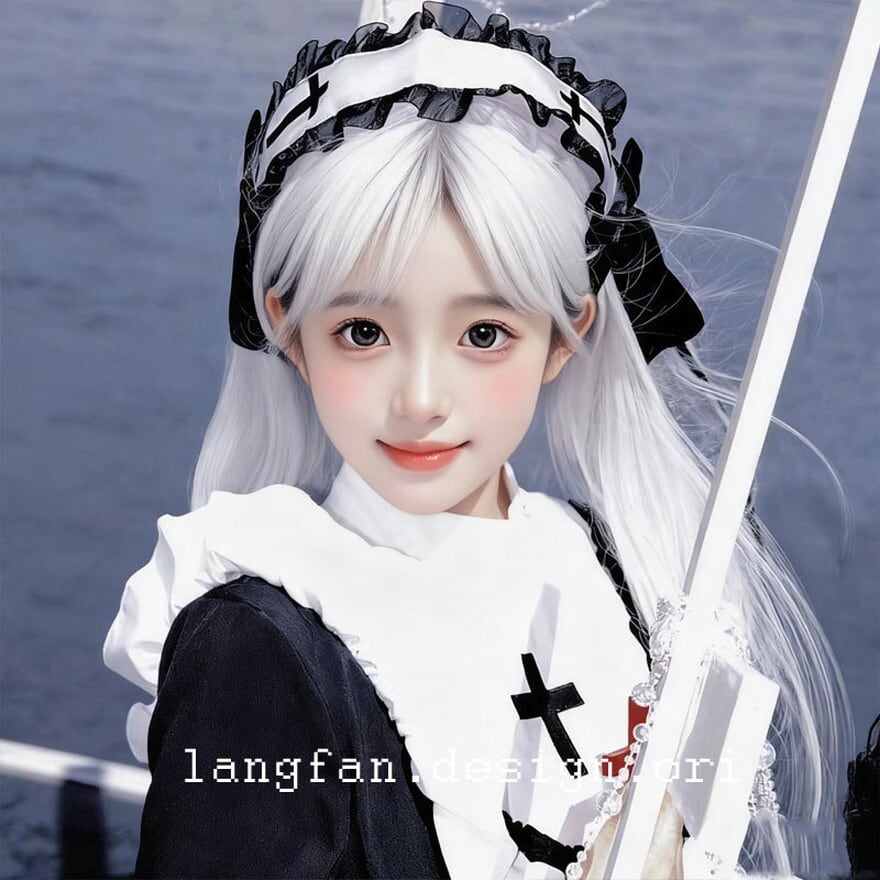 【即納】ゴスロリ ヘッドドレス ヘアバンド 修道女 頭飾り 教会 クロス ショール ベール