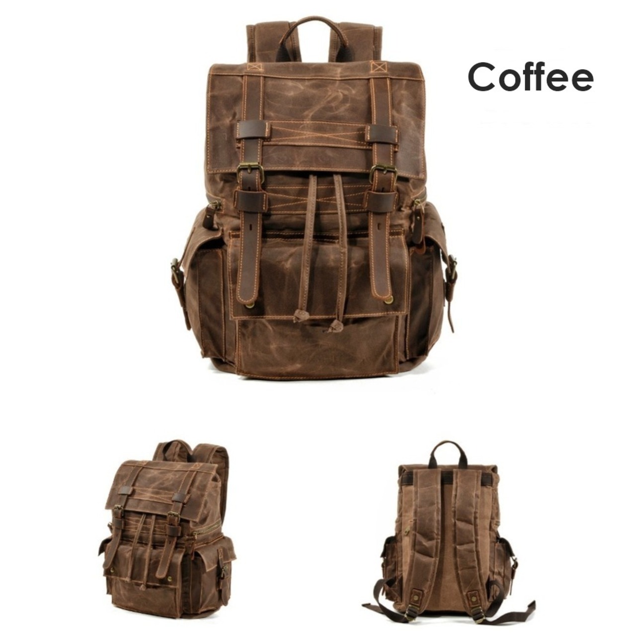 Retro Canvas Leather Hiking Backpack / レトロ キャンバス レザー ハイキング バックパック