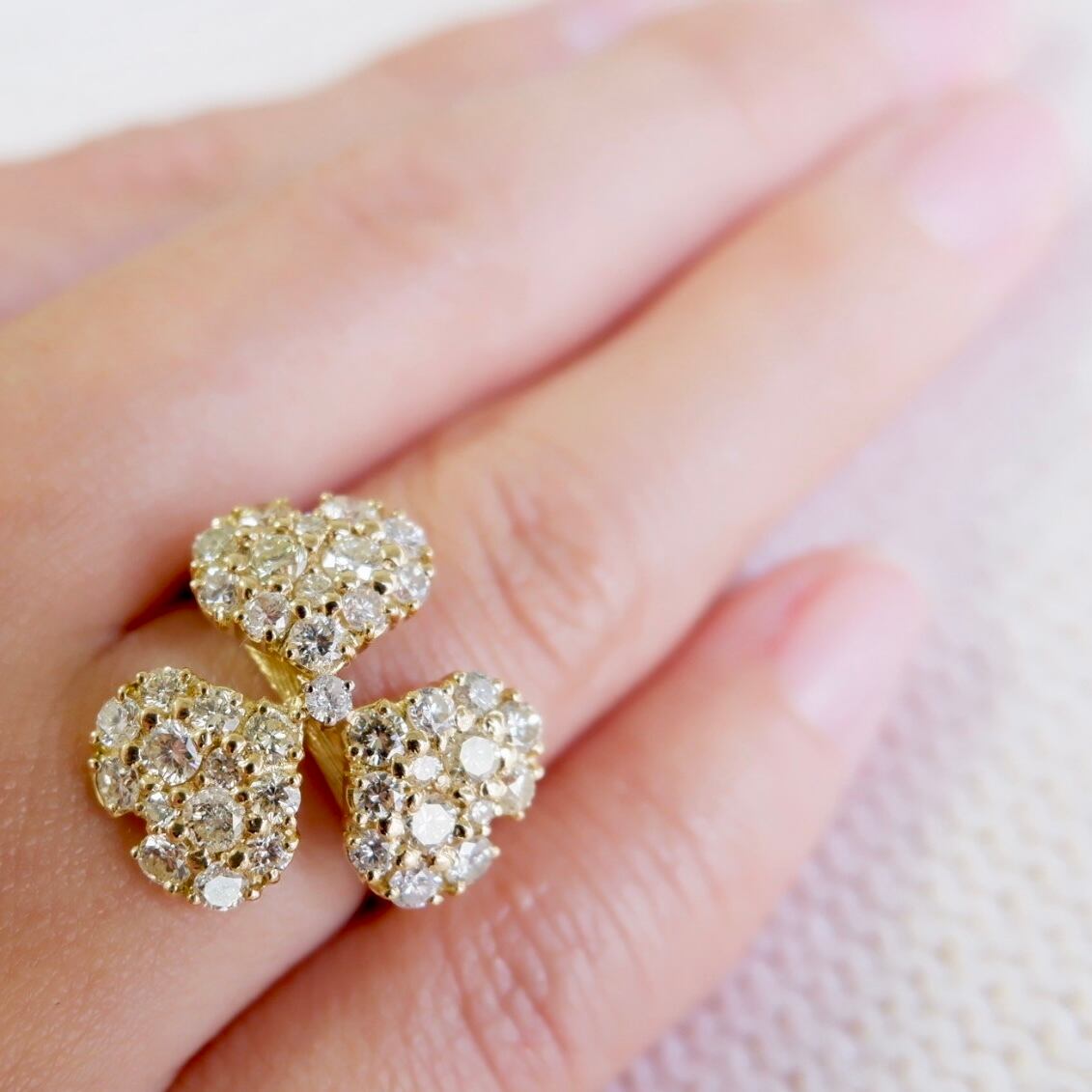 K18 YG ダイヤモンド イエローダイヤモンド 1.50ct リング パヴェ 