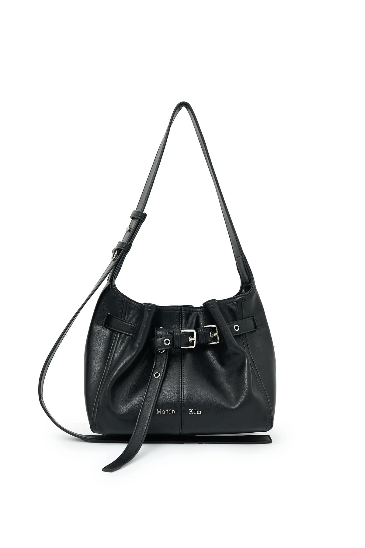 Matin Kim] BELTED VOLUNN SMALL BUCKET BAG IN BLACK 正規品 韓国