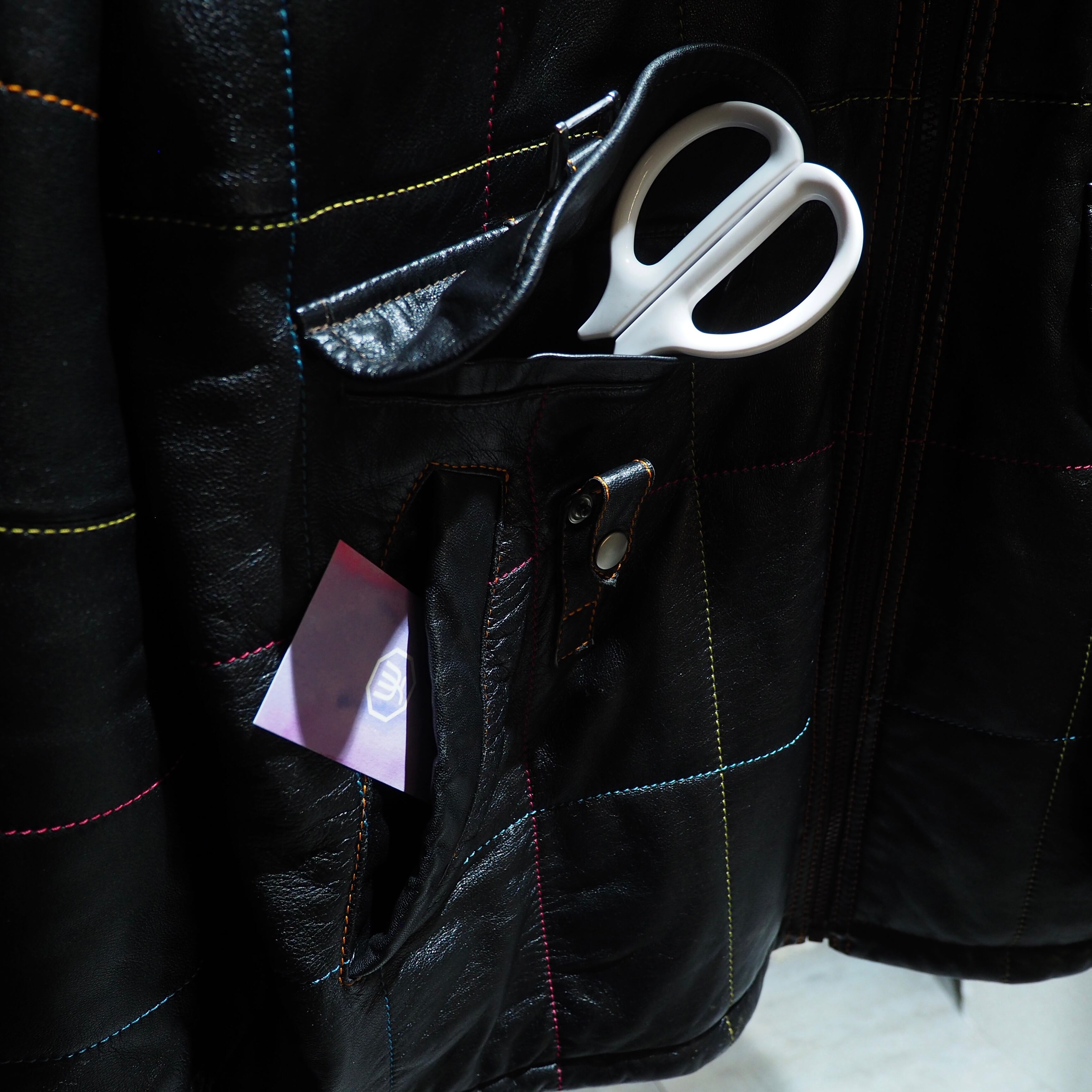 ” 極上 - Special ” Multi color stitch Embossed Sheep leather Hooded jacket