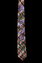 hand painted tie stripe orange check purple