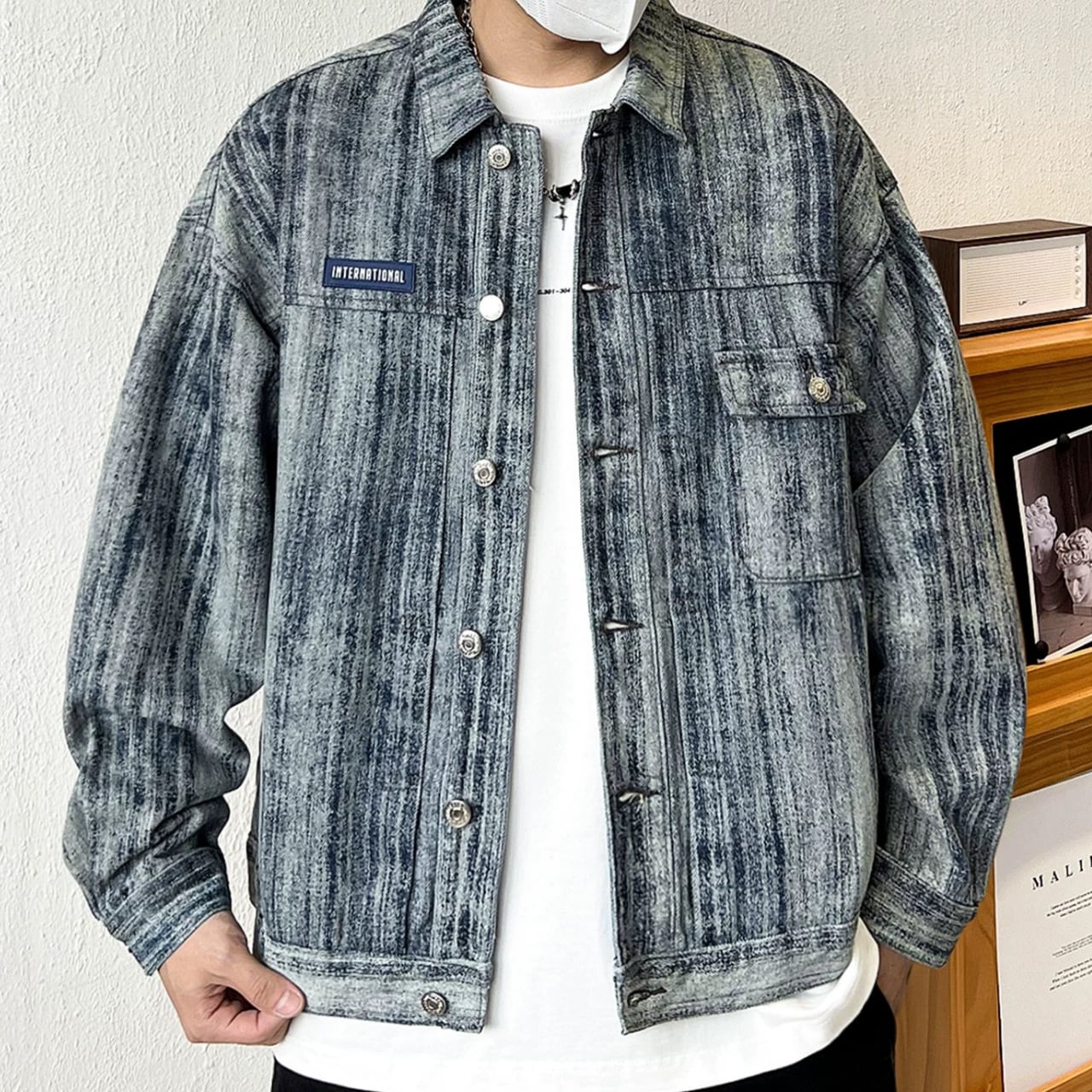 フロントボタン ロングスリーブ デニムシャツ 00219