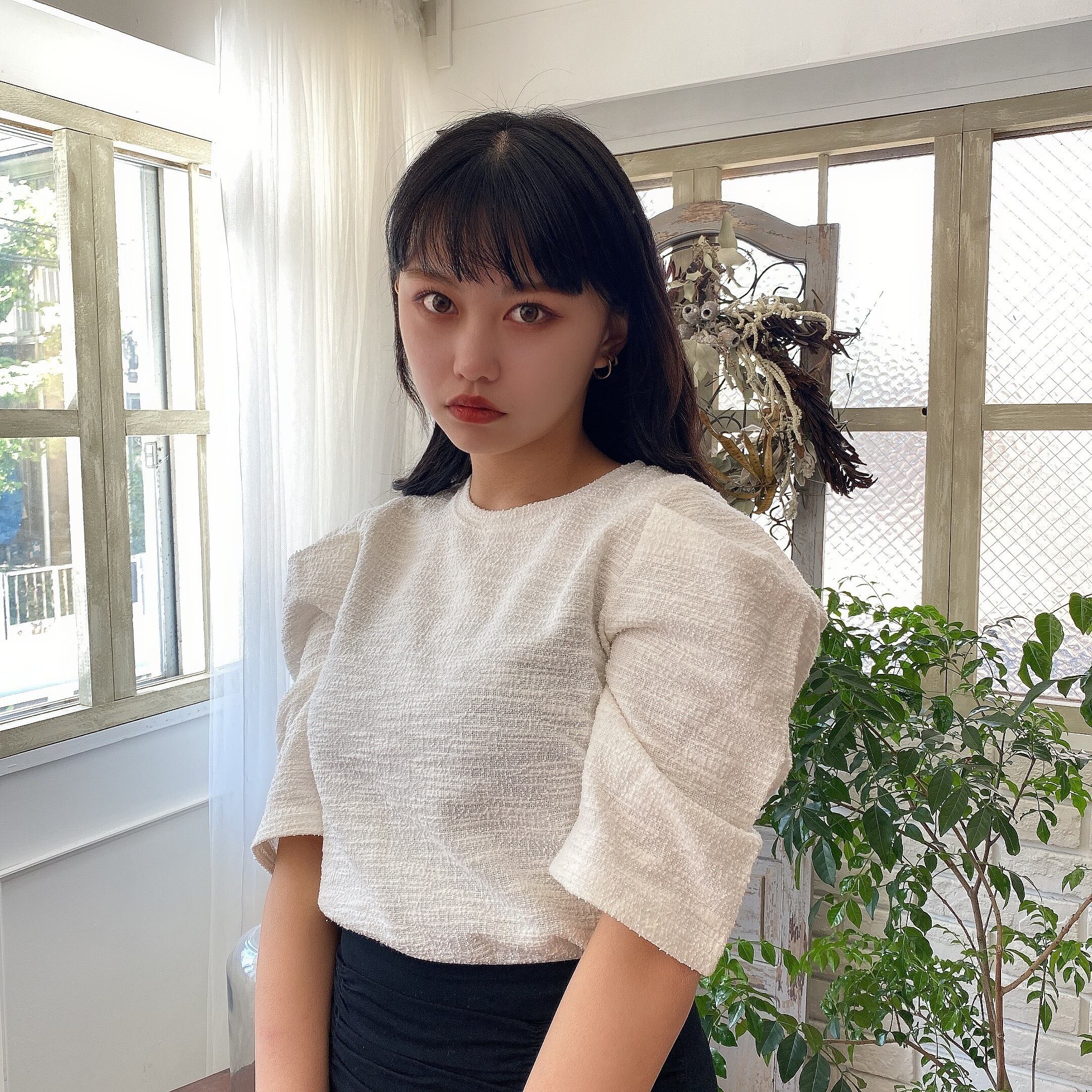 【Belle】tack puff blouse(pink)
